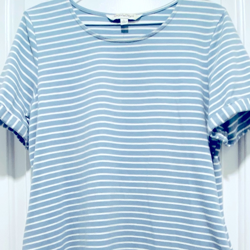 DAVI & DANI Blue and White Striped  dress